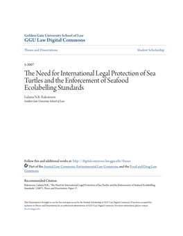 The Need for International Legal Protection of Sea Turtles and The