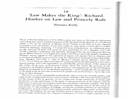 'Law Makes the King': Richard Hooker on Law Andprincely Rule