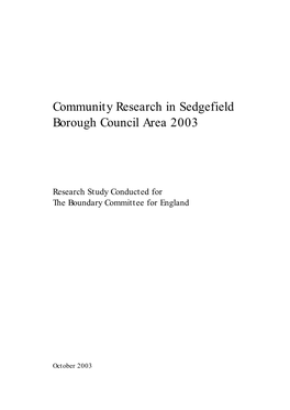 Community Research in Sedgefield Borough Council Area 2003