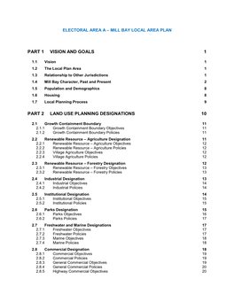 Part 1 Vision and Goals 1 Part 2 Land Use Planning Designations 10