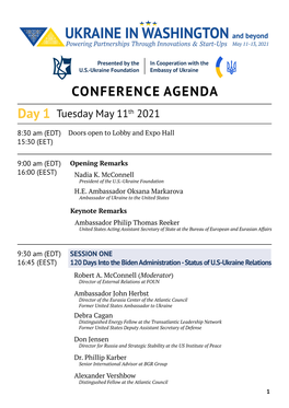 CONFERENCE AGENDA Day 1 Tuesday May 11Th 2021