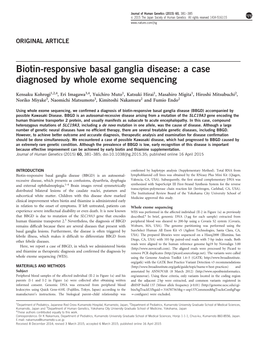 Biotin-Responsive Basal Ganglia Disease: a Case Diagnosed by Whole Exome Sequencing