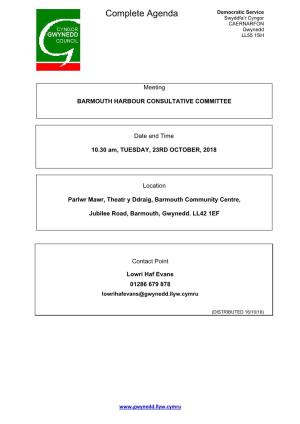 Agenda Document for Barmouth Harbour Consultative Committee