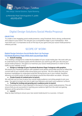 Digital Design Solutions Social Media Proposal SCOPE of WORK