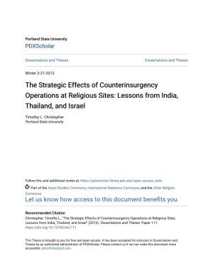 The Strategic Effects of Counterinsurgency Operations at Religious Sites: Lessons from India, Thailand, and Israel