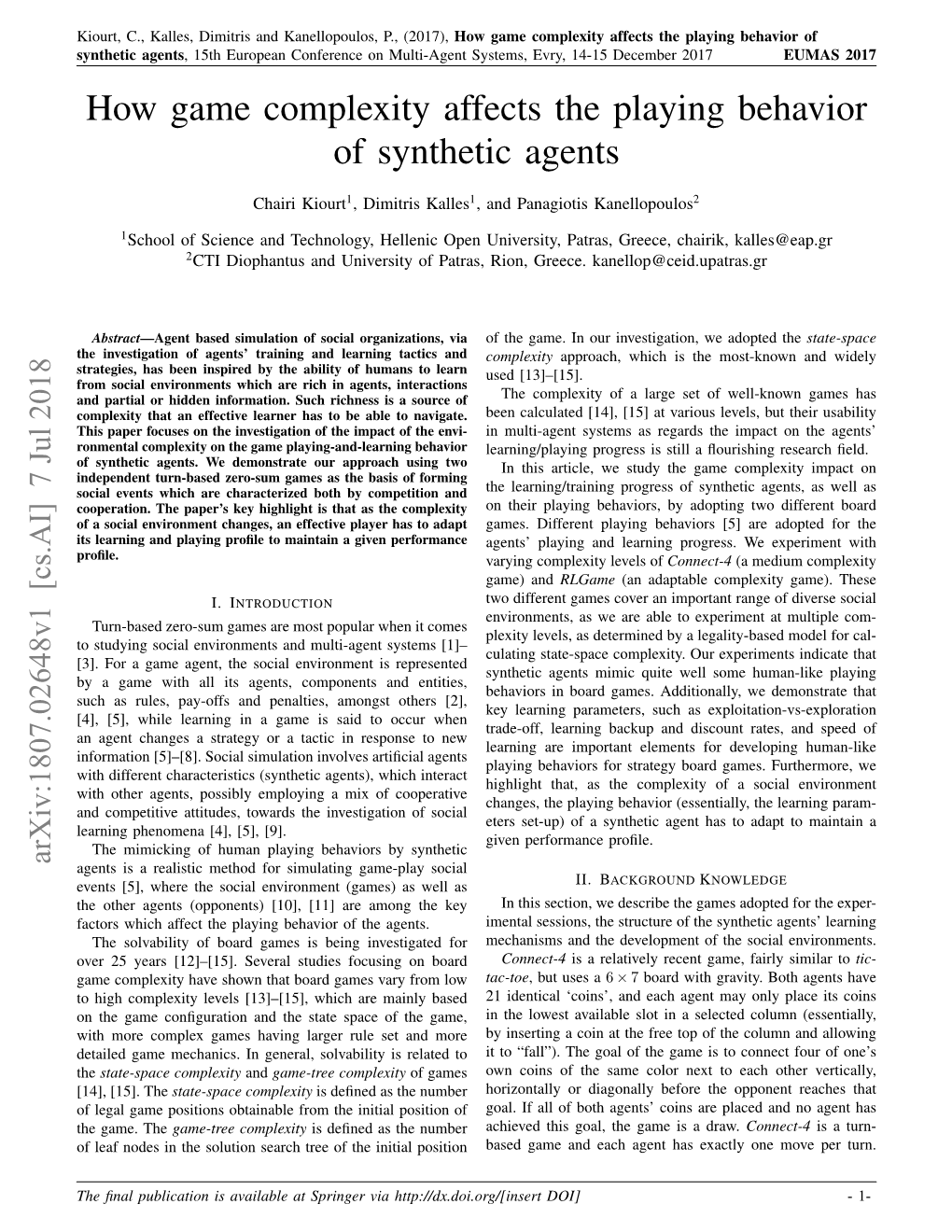 How Game Complexity Affects the Playing Behavior of Synthetic Agents