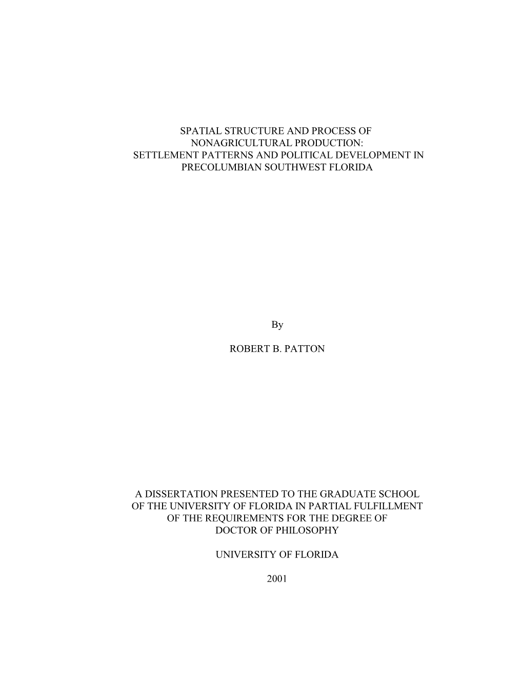 Settlement Patterns and Political Development in Precolumbian Southwest Florida