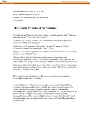 The Genetic Diversity of the Americas