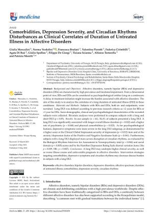 Comorbidities, Depression Severity, and Circadian Rhythms Disturbances As Clinical Correlates of Duration of Untreated Illness in Affective Disorders