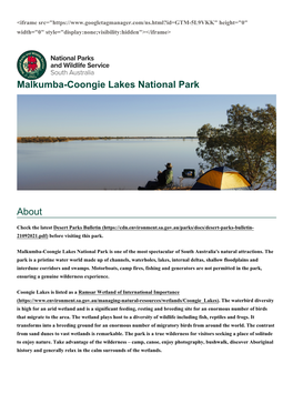Malkumba-Coongie Lakes National Park About