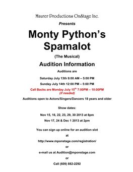 Presents Monty Python's Spamalot (The Musical)