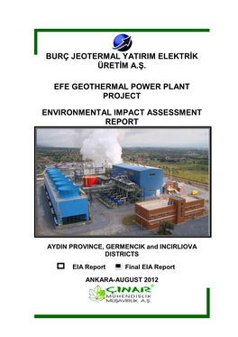 Burç Jeotermal Yatirim Elektrik Üretim A.Ş. Efe Geothermal Power Plant Project Eia Report