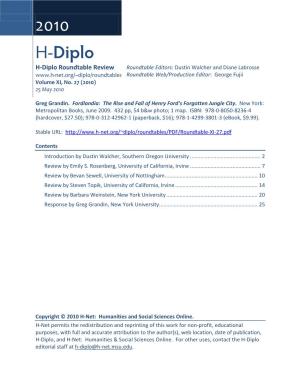 H-Diplo Roundtable, Vol. XI, No. 27