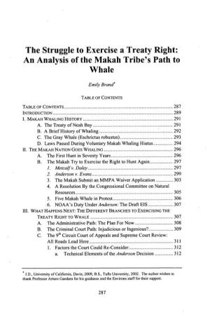 An Analysis of the Makah Tribe's Path to Whale