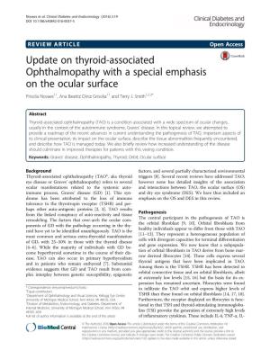 Update on Thyroid-Associated Ophthalmopathy with a Special Emphasis on the Ocular Surface Priscila Novaes1†, Ana Beatriz Diniz Grisolia1† and Terry J