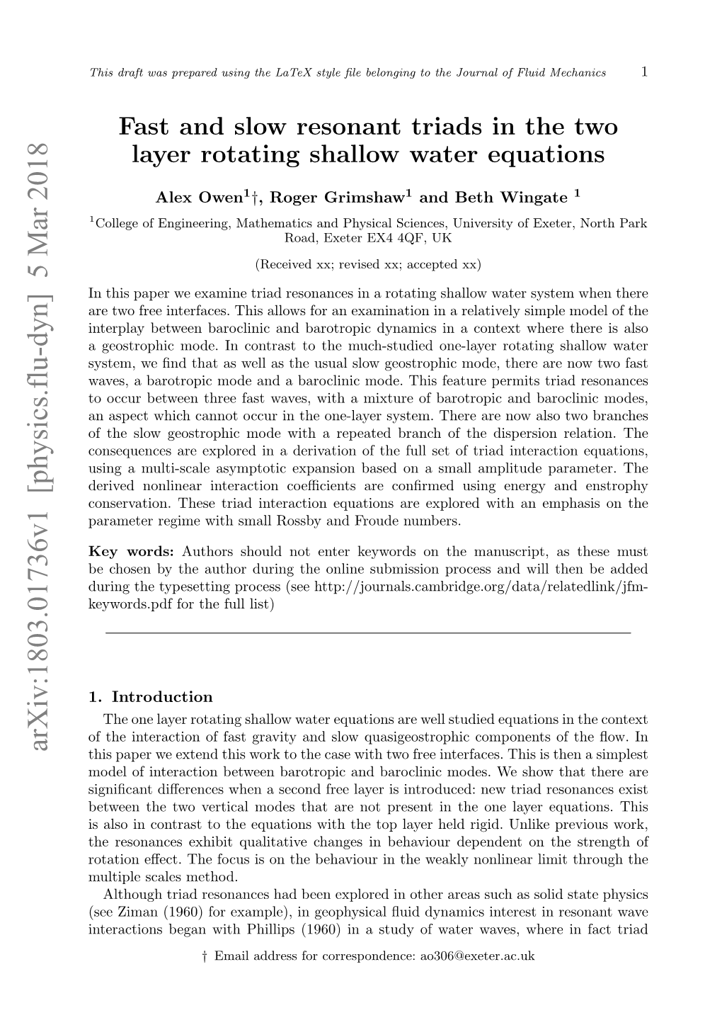 Fast and Slow Resonant Triads in the Two Layer Rotating Shallow Water Equations