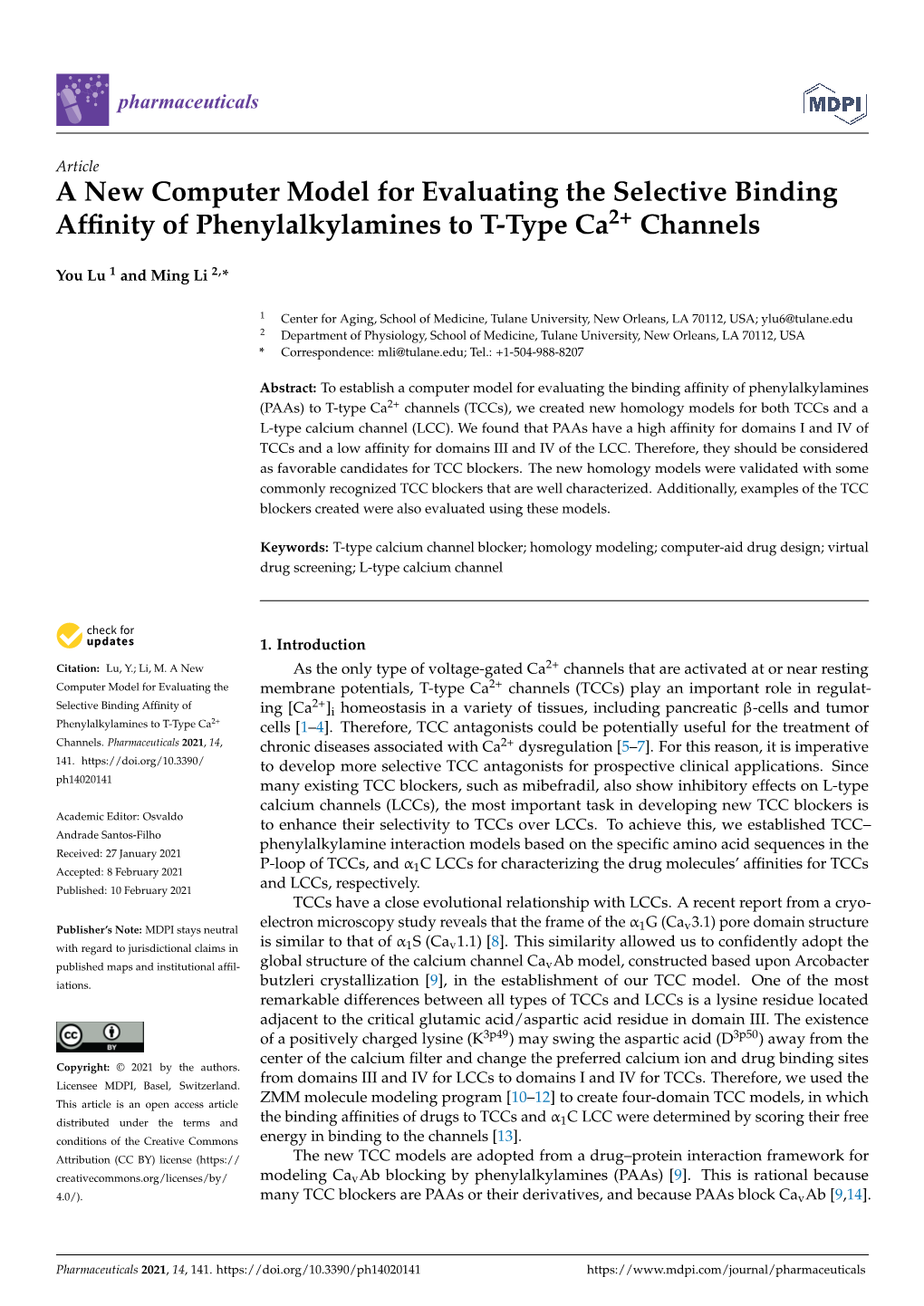 A New Computer Model for Evaluating the Selective Binding Affinity Of