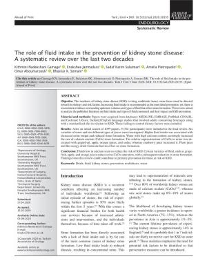 The Role of Fluid Intake in the Prevention of Kidney Stone Disease