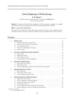 Carter Subgroups of Finite Groups E