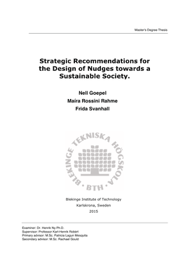 Strategic Recommendations for the Design of Nudges Towards a Sustainable Society