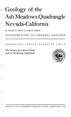 Geology of the Ash Meadows Quadrangle Nevada-California