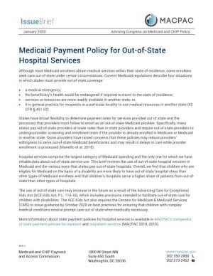 Medicaid Payment Policy for Out-Of-State Hospital Services