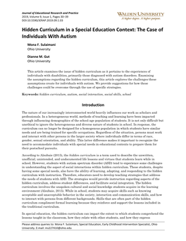 Hidden Curriculum in a Special Education Context: the Case of Individuals with Autism