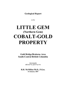 LITTLE GEM (Northern Gem) COBALT-GOLD