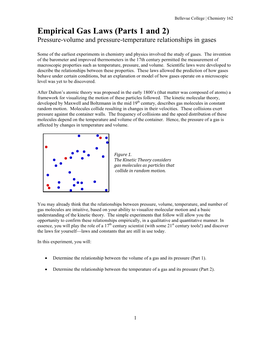 Empirical Gas Laws (Parts 1 and 2) Pressure-Volume and Pressure-Temperature Relationships in Gases