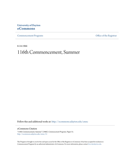 116Th Commencement, Summer