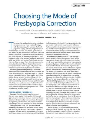 Choosing the Mode of Presbyopia Correction