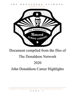 John Donaldson Career Highlights 2020 for EMAIL