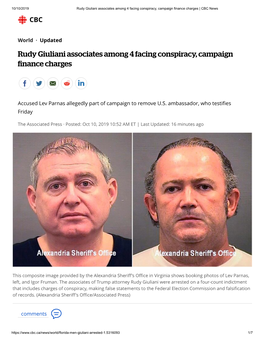 Rudy Giuliani Associates Among 4 Facing Conspiracy, Campaign Finance Charges | CBC News