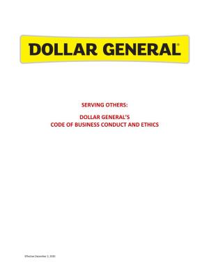 Serving Others: Dollar General's Code of Business Conduct and Ethics
