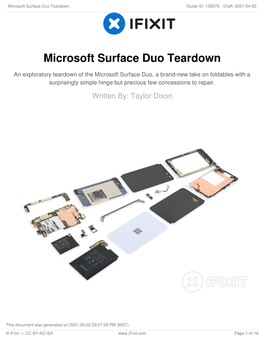 Microsoft Surface Duo Teardown Guide ID: 136576 - Draft: 2021-04-30