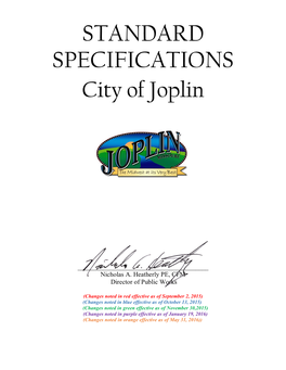 STANDARD SPECIFICATIONS City of Joplin