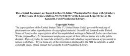 Presidential Meetings with Members of the House of Representatives, 9/1/76-9/22/76” of the Loen and Leppert Files at the Gerald R