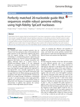 Perfectly Matched 20-Nucleotide Guide RNA Sequences Enable Robust