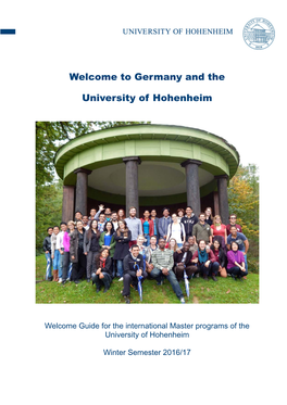 Welcome to Germany and the University of Hohenheim