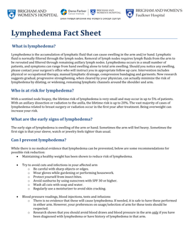 Lymphedema Fact Sheet
