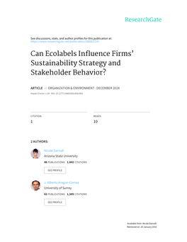 Can Ecolabels Influence Firms' Sustainability Strategy And