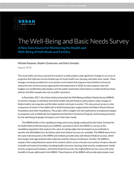 The Well-Being and Basic Needs Survey a New Data Source for Monitoring the Health and Well-Being of Individuals and Families