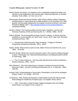 Complete Bibliography. Updated November 15, 2009 1 Abbott