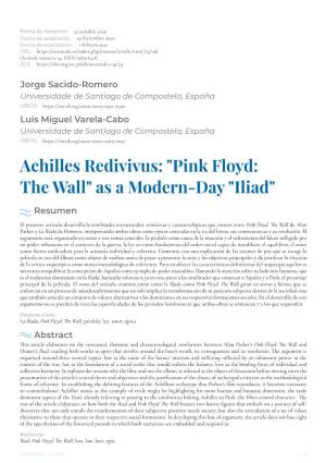 Achilles Redivivus: "Pink Floyd: the Wall" As a Modern-Day "Iliad"