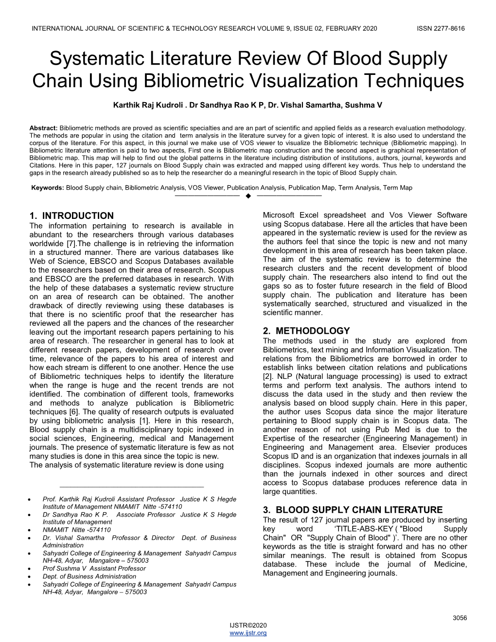 Systematic Literature Review of Blood Supply Chain Using Bibliometric Visualization Techniques