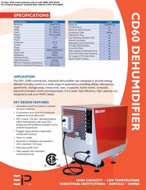 Cd60 Dehumidifier Specifications