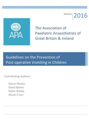 The Association of Paediatric Anaesthetists of Great Britain & Ireland