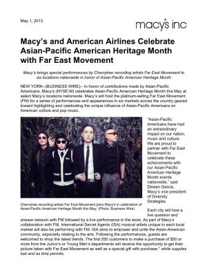 Macy's and American Airlines Celebrate Asian-Pacific American