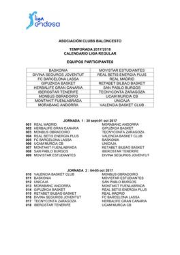 Asociación Clubs Baloncesto Temporada 2017/2018