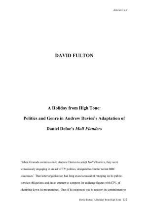 DAVID FULTON a Holiday from High Tone